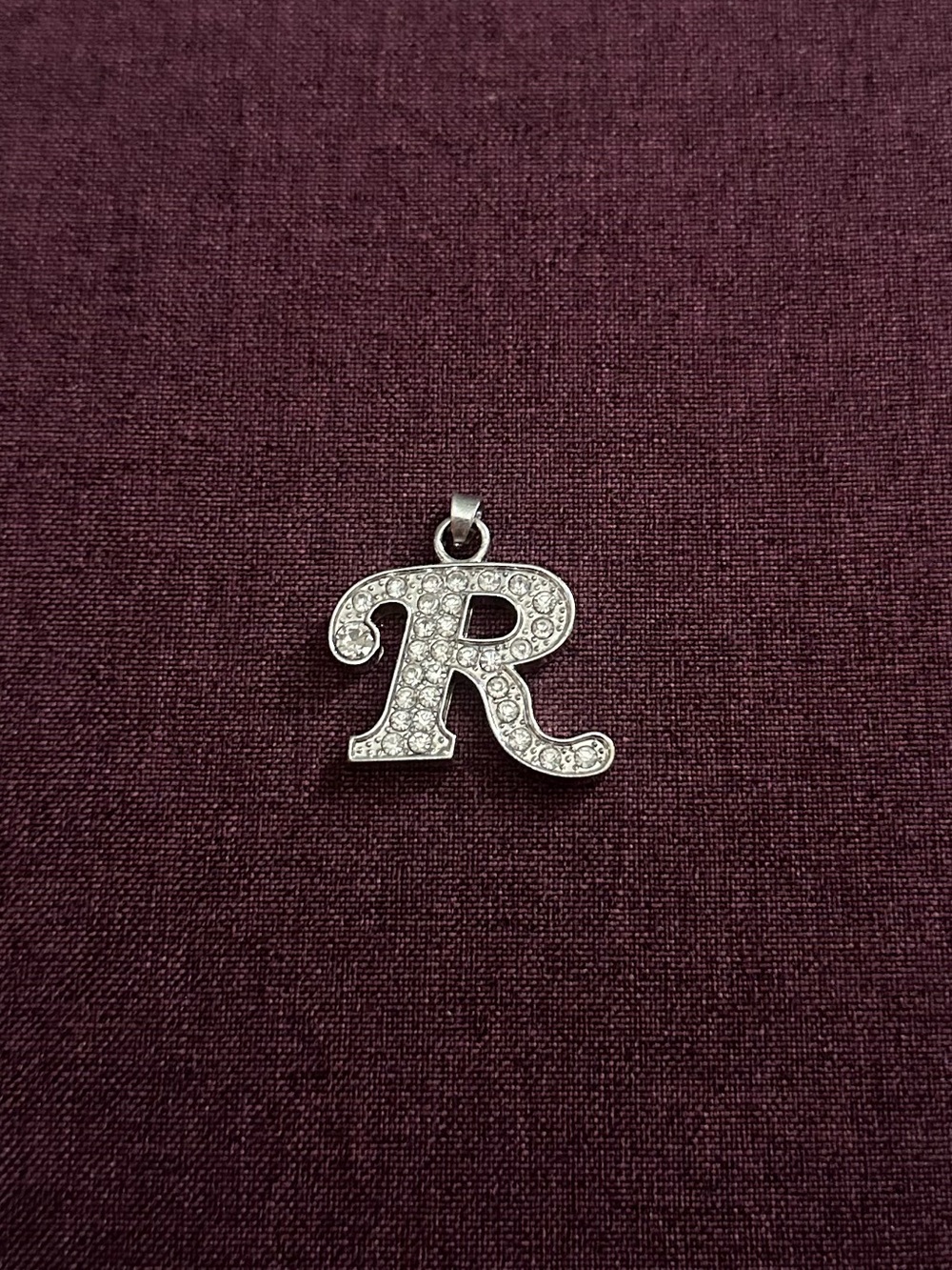 Silver Crystal 'R' Initial Pendant - Sparkling Letter R Charm
